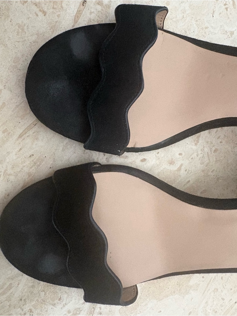 INC International Concepts Black Scalloped-Strap Open-Toe Sandals